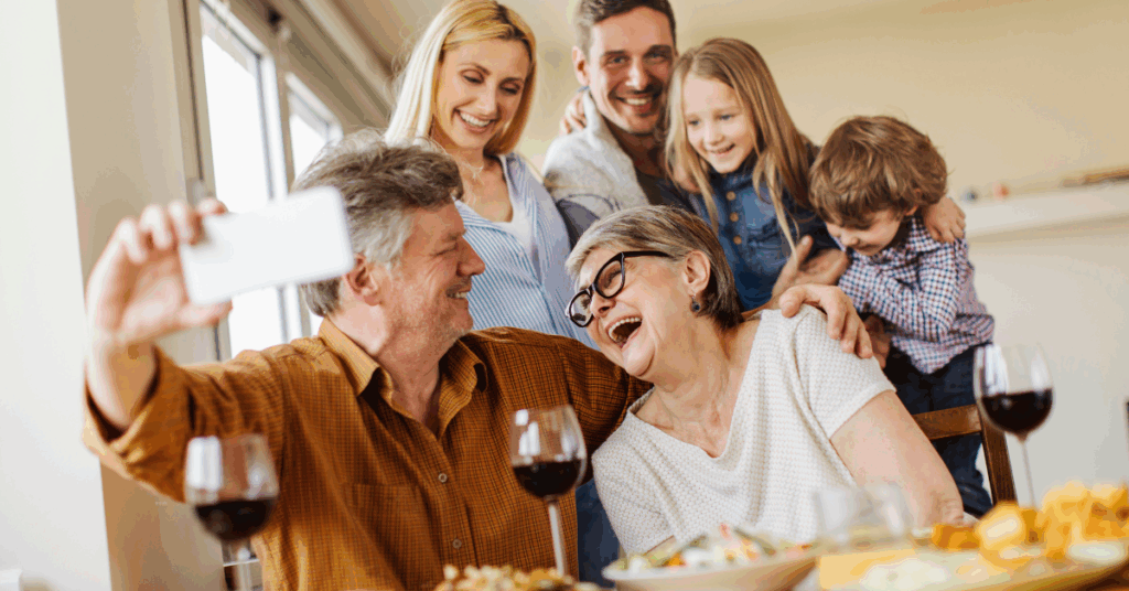 Family celebrating together, reflecting values-driven charitable giving and long-term financial planning